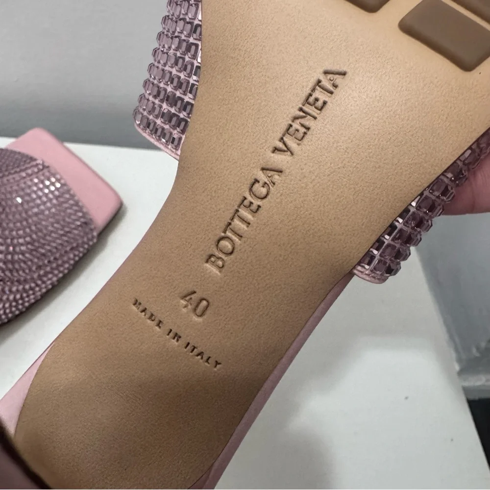Bottega Veneta Camellia Stretch Sandal In Pink Satin Sparkle